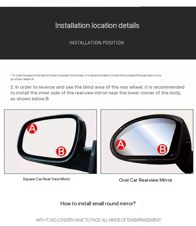 2Pcs 360 Degree Adjustable Blind Spot Mirror