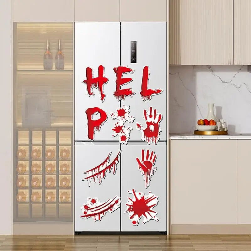 10pcs Halloween Bloody Fridge Magnets – Car Stickers for Kitchen & Garage Door Decor